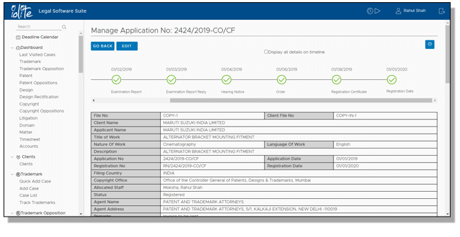 Copyright Application Docketing