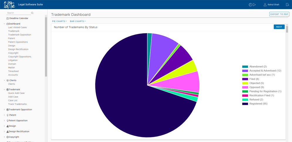 Patent docketing software