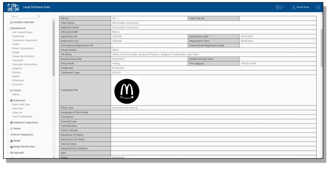 Intellectual Property Application Docketing